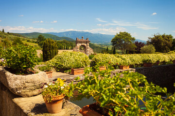 Italia, Toscana, Firenze, comune di Pontassieve. La villa di Gricigliano, adesso sede de Casa Generalizia e Seminario dell'Istituto di Cristo Re Sommo Sacerdote.
