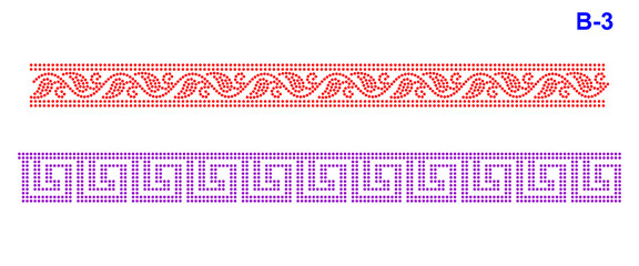 Rhinestone hotfix transfer seamless border design, abstract geometric and leaves design, perfect for ladies' suits, sarees, and other clothing material, 2.2 mm or 6 ss stone hole size