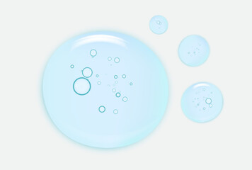 Cosmetic clear cream gel texture squeezed isolated on white background. Transparent serum drops close up