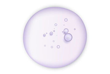 Purple serum sample, Liquid gel or serum on microscope screen with isolated white background.