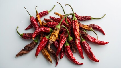 A bunch of rotten red chillies, isolated on white background