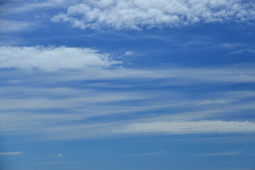 Different cloud formations in a blue spring sky. Apart from the exceptional natural beauty, which is constantly changing