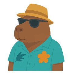capybara in summer clothes animal vector on white background vector animal in summer hat and sunglasses on white background