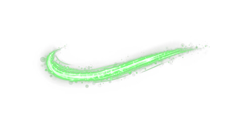 Glistering, light, line, twirl, green glowing PNG Overlay with transparent white background. Sparkling streaks, elegant curves, and neon energy enhance any dynamic, abstract, or magical design.