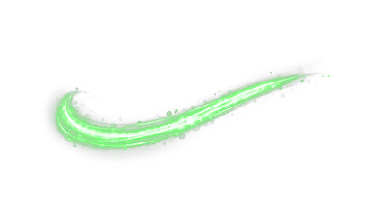 Glistering, light, line, twirl, green glowing PNG Overlay with transparent white background. Sparkling streaks, elegant curves, and neon energy enhance any dynamic, abstract, or magical design.