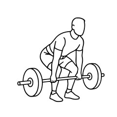 man lifting barbell in fitness activity line art illustration for healthy lifestyle content
