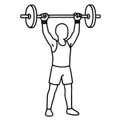 Obraz premium man lifting barbell in fitness activity line art illustration for healthy lifestyle content 