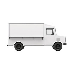 Isolated white food truck on transparent background