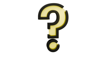 A yellow question mark with a black outline