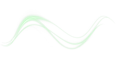 Light, speed, line, motion, glow — a glowing PNG Overlay with transparent background. Neon curves, LED flare, and soft green swooshes create a dynamic effect for motion or tech-inspired designs.