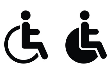 WC sign icon. Toilet symbol. wheel chair icon vector. Washroom vector icon. Handicap toilet sign, vector illustration