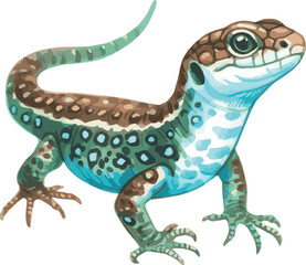 Vector watercolor painted illustration of a lizard