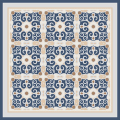 Creative style abstract geometric pattern in white beige blue, vector seamless, can be used for printing onto fabric, interior, design, textile. Frame.