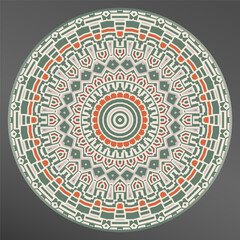 tray, a round geometric ornament in white green orange for tea or coffee porcelain plate,trays, dishes and souvenirs, can also be used as a background, invitation, greeting card