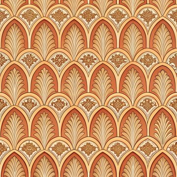 architectural arches pattern terracotta sandy beige, terracotta beige arches design seamless pattern