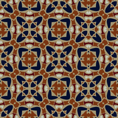 Creative color abstract geometric pattern in beige orange blue, vector seamless, can be used for printing onto fabric, interior, design, textile.