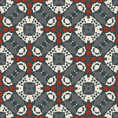 Creative color abstract geometric pattern in white gray black red, vector seamless, can be used for printing onto fabric, interior, design, textile.