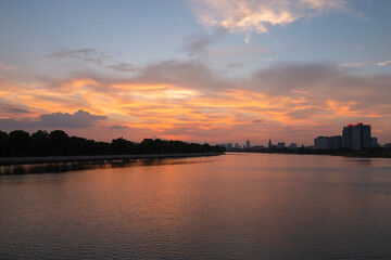 Fototapeta premium sunset over the river