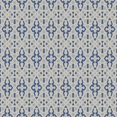 Horizontal seamless pattern in beige blue. Ethnic textile print. Vector fashion background.  Ribbons.