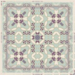 Creative color abstract geometric pattern in beige blue violet, vector seamless, can be used for printing onto fabric, interior, design, textile. Frame.