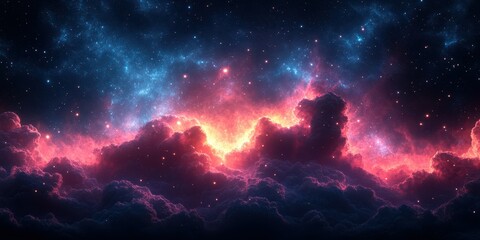 Fototapeta premium Stunning cosmic view showcasing vibrant colors and swirling clouds in the depths of space during a celestial event