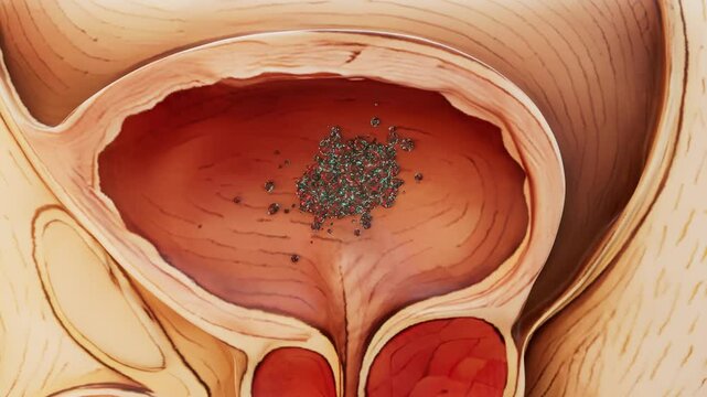 Conceptual 3D animation of a bladder cancer