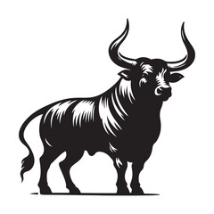black and white bull