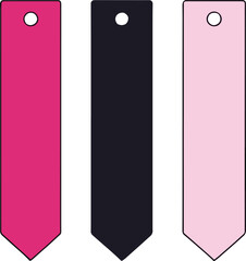 Ribbon Tags Vector Illustration. Pink, Black, Light Pink.