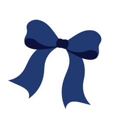 Blue bow with ribbons. Cute design element in cartoon style. Vector blue bow with ribbons in cartoon style.