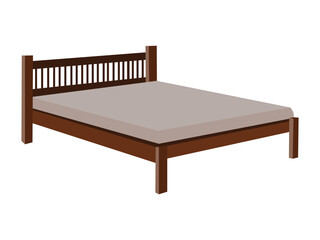 Modern Wooden Bed Frame with Headboard – Minimalist Platform Bed Design for Bedroom Interior and Furniture Concepts

