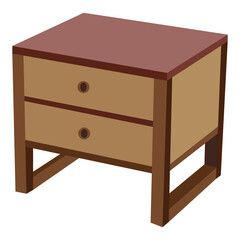 Modern Wooden Nightstand with Two Drawers, Minimalist Bedside Table for Bedroom Storage, Contemporary Furniture Isolated on White Background Illustration

