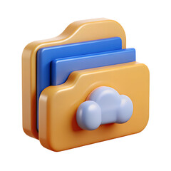 3D Folder With Cloud Icon