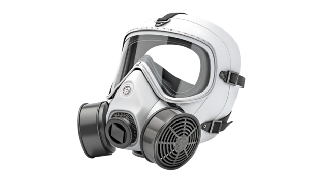 Modern gas mask design isolated on a white background PNG. AI GENERATED