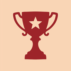 Red Trophy Cup with Star Icon: Award & Achievement Symbol

