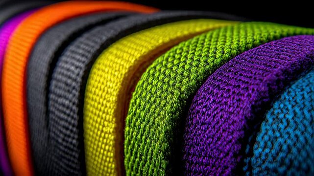 Colorful Braided Ropes: A Vibrant Array of Textile Textures and Interwoven Patterns