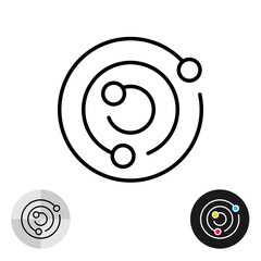 Orbital system structure icon. Planetary satellites or solar system symbol. Editable stroke.