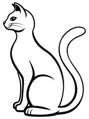 Sleek White cat sitting vector in minimalist style, perfect for pet-themed designs or elegant branding elements.