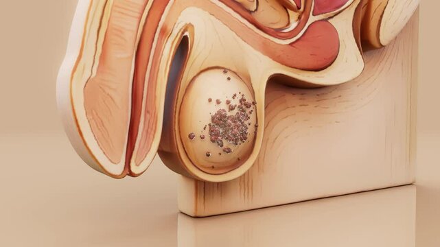 Conceptual 3D animation of testicular cancer