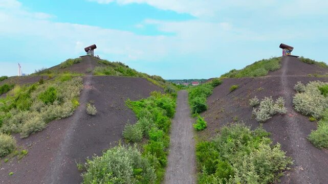 Drone view on a mountain in Gelsenkirchen