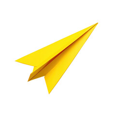 A yellow paper airplane on transparent background