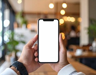 Mockup of Hands Holding Smartphone with Blank Screen