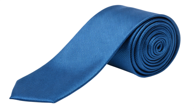 Rolled blue tie isolated on a white background PNG. AI GENERATED