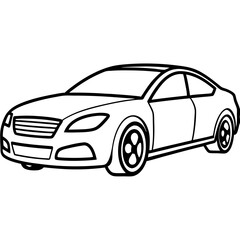 Fototapeta premium Modern sedan car in black and white outline style