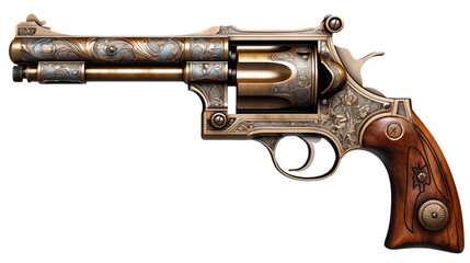 Ornate Engraved Revolver Gun Metalwork Western Weapon