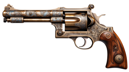 Ornate Engraved Revolver Gun Metalwork Western Weapon