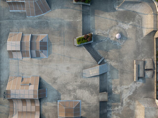 aerial view of modern skatepark