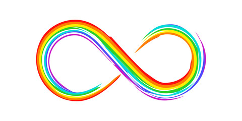 Hand drawn brush rainbow infinity symbol. Vector