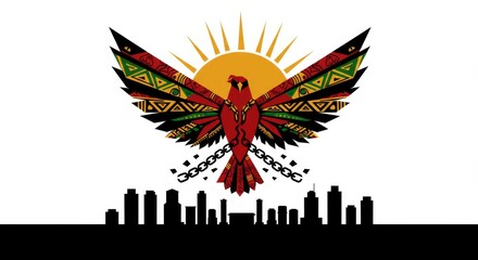 Obraz premium Juneteenth Freedom Day Celebrations: Ideas for Honoring Liberation Like a Bird Spreading Wings Under the Sunset Sky