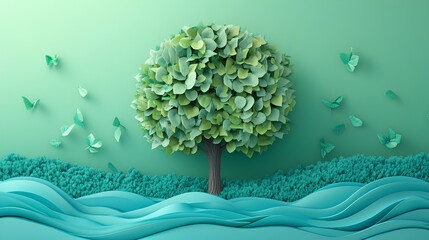 BeatPlasticPollution, World Environment day concept 2025 3d tree background