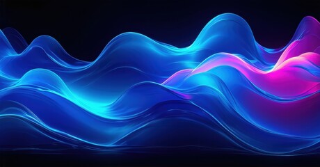 Abstract waves, vibrant blue, pink hues. Smooth curves create dynamic, flowing pattern against dark background. Modern digital art.